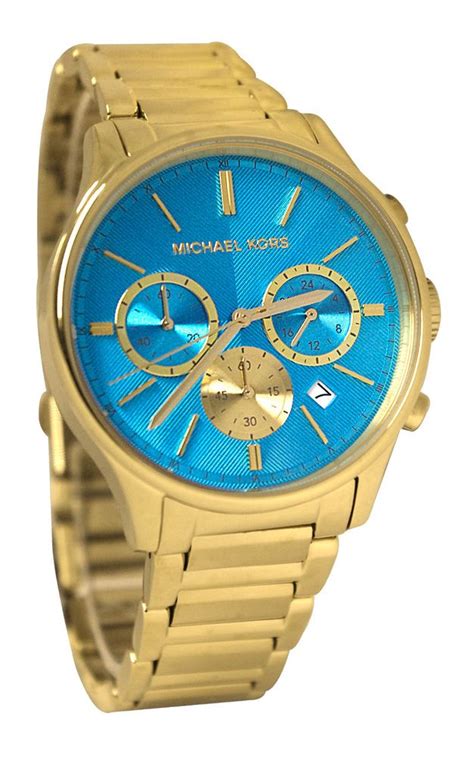 michael kors women's gold watch with blue face|michael kors small gold watch.